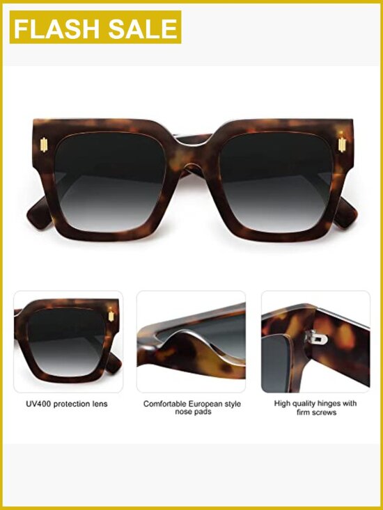 Vintage Oversized Square Sunglasses UV400 Protection Retro Luxury main image 3